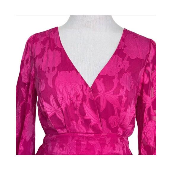BAND OF THE‎ FREE BOG KISS ME FUSHIA PEPLUM MINI DRESS TIERED FLORAL SMALL-NEW - Picture 5 of 11
